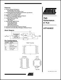 datasheet for ATF16V8CZ-12JC by ATMEL Corporation
