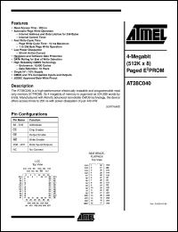 datasheet for AT28C040-20FC by ATMEL Corporation
