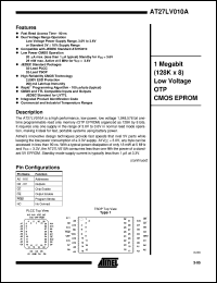 datasheet for AT27LV010A-90JC by ATMEL Corporation