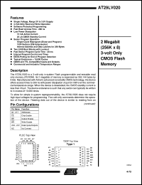 datasheet for AT29LV020-20JC by ATMEL Corporation