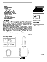 datasheet for AT49F020-70TC by ATMEL Corporation
