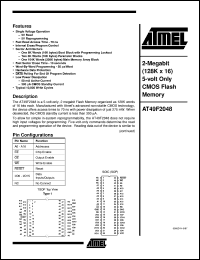 datasheet for AT49F2048-70RC by ATMEL Corporation