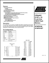datasheet for AT49F8192-90TC by ATMEL Corporation
