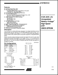 datasheet for AT27BV512-90JC by ATMEL Corporation