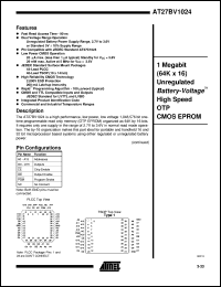 datasheet for AT27BV1024-90JC by ATMEL Corporation