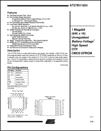 datasheet for AT27BV1024-12VC by ATMEL Corporation