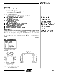 datasheet for AT27BV4096-12JC by ATMEL Corporation