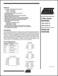 datasheet for AT24C256W-10SC by ATMEL Corporation