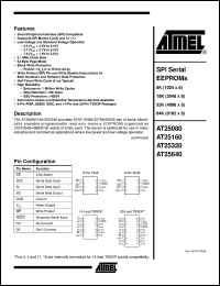 datasheet for AT25080-10PC by ATMEL Corporation