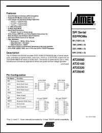 datasheet for AT25080N-10SC by ATMEL Corporation