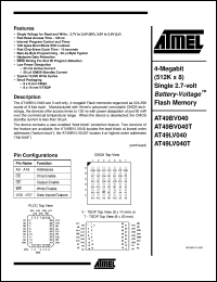 datasheet for AT49BV040-15CC by ATMEL Corporation