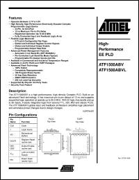datasheet for ATF1500ABV-15JI by ATMEL Corporation