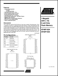 datasheet for AT49F1025-55JI by ATMEL Corporation