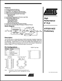datasheet for ATF22V10CZ-12JC by ATMEL Corporation