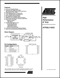 datasheet for ATF22LV10CZ-25SI by ATMEL Corporation