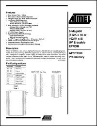 datasheet for AT27C800-15RI by ATMEL Corporation