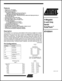 datasheet for AT45D041-JC by ATMEL Corporation