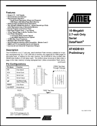 datasheet for AT45DB161-JC by ATMEL Corporation