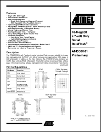 datasheet for AT45DB161-TC by ATMEL Corporation