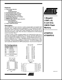 datasheet for AT49HF010-55JI by ATMEL Corporation