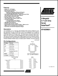 datasheet for AT45DB021-JC by ATMEL Corporation