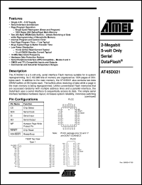 datasheet for AT45D021-JC by ATMEL Corporation