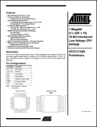 datasheet for AT27LV1026-45JI by ATMEL Corporation