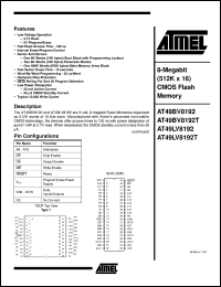 datasheet for AT49BV8192T-12TC by ATMEL Corporation