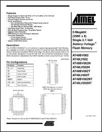 datasheet for AT49BV002-90JC by ATMEL Corporation