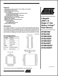 datasheet for AT49LV002-70JC by ATMEL Corporation