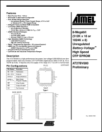 datasheet for AT27BV800-15RI by ATMEL Corporation
