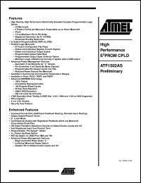datasheet for ATF1502AS-10JI44 by ATMEL Corporation
