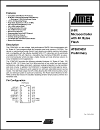 datasheet for AT89C4051-12PC by ATMEL Corporation