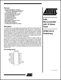 datasheet for AT89C1051U-12PI by ATMEL Corporation