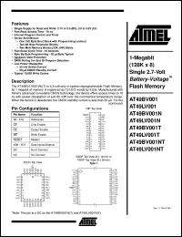 datasheet for AT49BV001-90JC by ATMEL Corporation