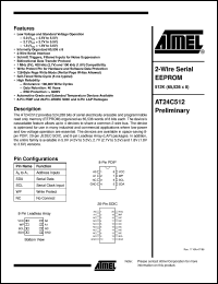 datasheet for AT24C512 by ATMEL Corporation