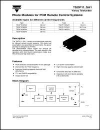datasheet for TSOP1136SA1 by Vishay Telefunken