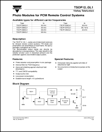 datasheet for TSOP1230GL1 by Vishay Telefunken
