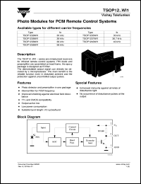 datasheet for TSOP1230WI1 by Vishay Telefunken