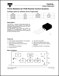datasheet for TSOP4837 by Vishay Telefunken