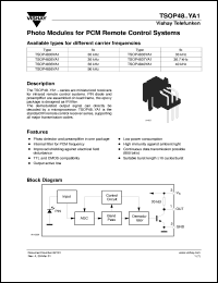 datasheet for TSOP4830YA1 by Vishay Telefunken