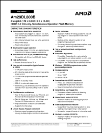 datasheet for AM29DL800BT70SIB by AMD (Advanced Micro Devices)