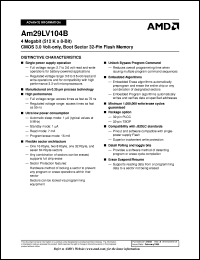 datasheet for AM29LV104BB-70EIB by AMD (Advanced Micro Devices)