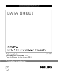 datasheet for BF547W by Philips Semiconductors
