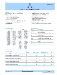 datasheet for AS4C1M16F5-60JI by Alliance Semiconductor Corporation