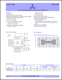 datasheet for AS6UA5128-BI by Alliance Semiconductor Corporation