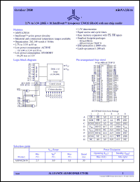 datasheet for AS6VA25616-TC by Alliance Semiconductor Corporation