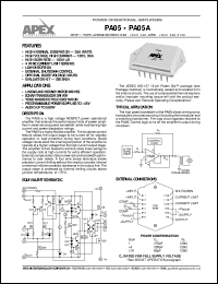 datasheet for PA05A by Apex Microtechnology Corporation