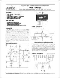 datasheet for PA15A by Apex Microtechnology Corporation