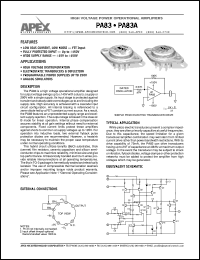 datasheet for PA83 by Apex Microtechnology Corporation